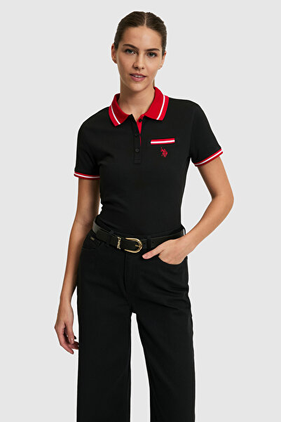 U.S. Polo Assn. Γυναικείο μπλουζάκι με μαύρο γιακά πόλο Basic 50323455-VR046