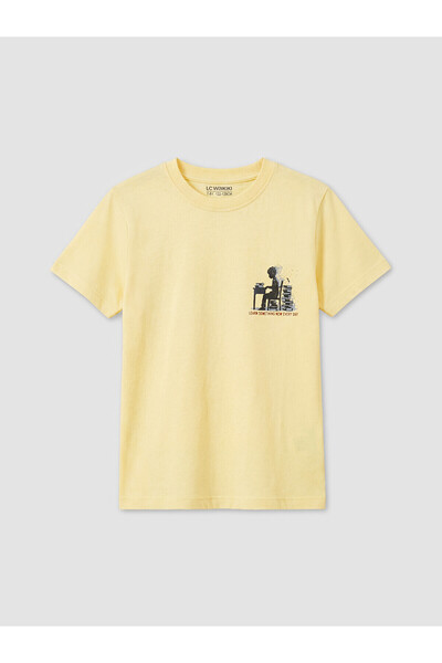 LC Waikiki Original Oval Collar Printed Boy's T-Shirt