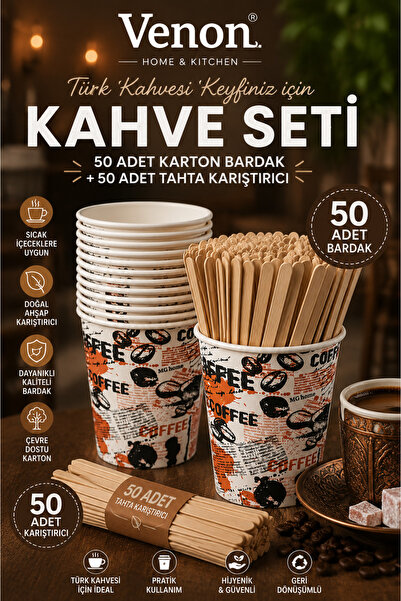 VENON Mixed with ❤️   50 Sets - 100 Pieces ❤️   Cardboard Cup and Mixer Set ❤...