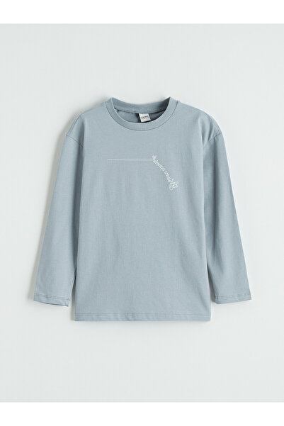 LC Waikiki Trendlucky Girls' T-Shirt with Oval Collar and Printed Design