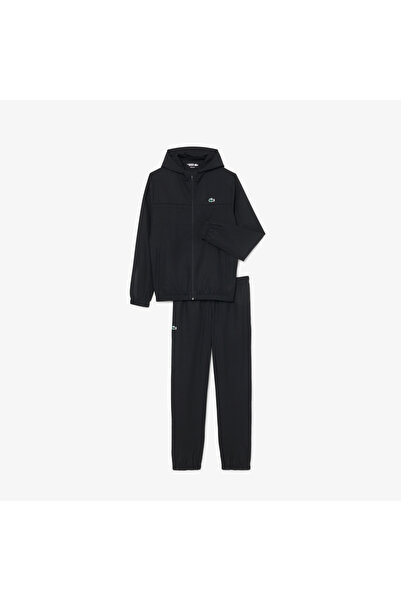 Lacoste Erkek Regular Fit Uzun Kollu Kapüşonlu Siyah Eşofman Takımı