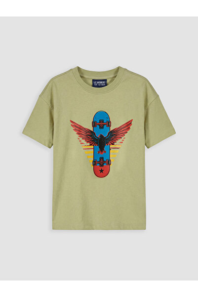 LC Waikiki Original Oval Collar Printed Boy's T-Shirt