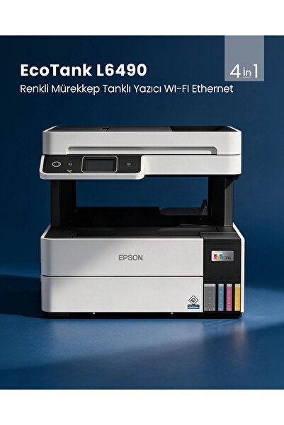 EPSON A4 Renkli L6490 Çok Fonksiyonlu Dublex Tanklı Yazıcı Fax USB 2.0,Ethern...