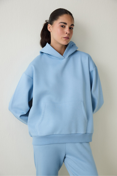 Penti Mavi Oversize Kapüşonlu Aktif Sweatshirt