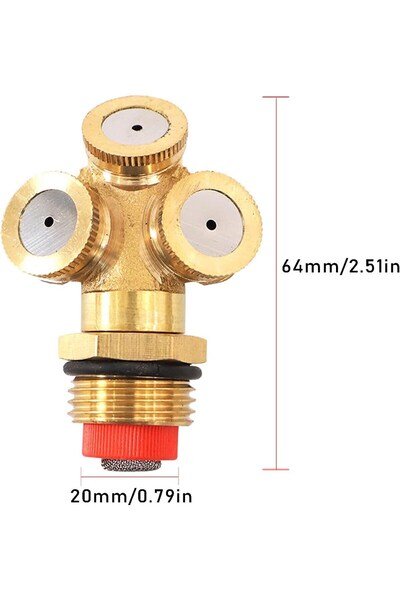 mucize 3 delikli pirinç püskürtme başlığı, pirinç sprey, sis başlığı, tarım, ...
