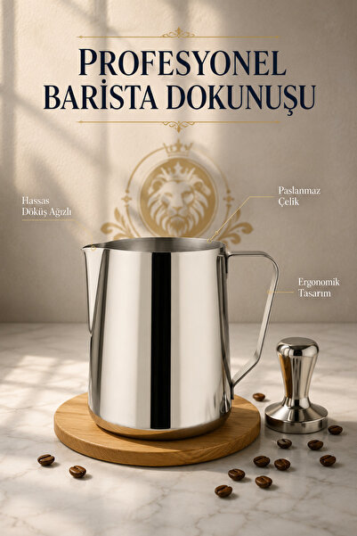 Epinox Süt Potu Barista Pitcher 500 ml - Paslanmaz Çelik Kahve ve Süt Köpürtme Sürahisi
