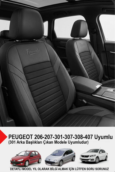 GM-DESIGN غطاء مقعد السيارة من الريش التايلاندي فورمينتور (متوافق مع بيجو 206...