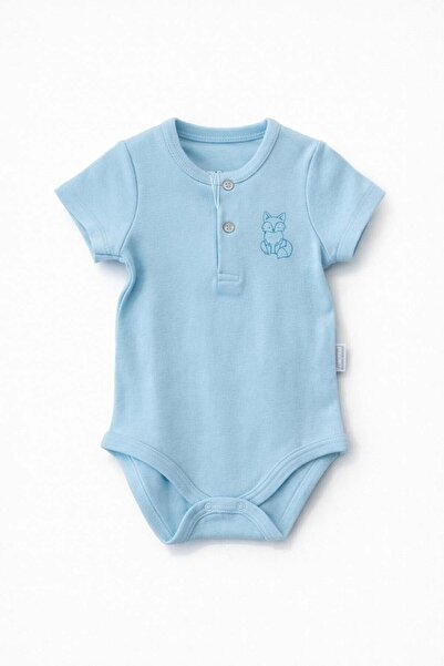 Babydola Baby Fox Print Half Sleeve Bodysuit Undershirt 0-24 Months Baby Blue