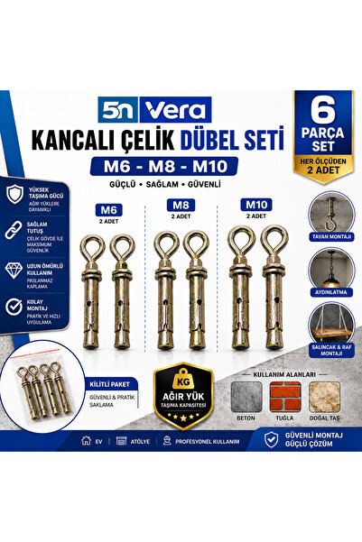 5NVERA M6-M8-M10 Kancalı Çelik Dübel Seti