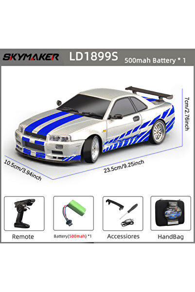 Choice S-1B500 Skymaker LDRC 1/18 RC Drift Car LD1899 GTR Mode R34 2.4GHz RWD...