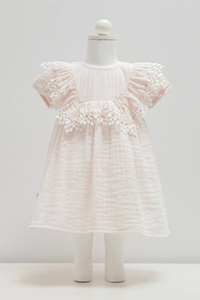 Caramell Smile Flower Detailled Dress Pink