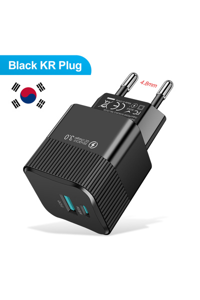 Choice4 316 KR Black 2 Ports PD 25W USB C Fast Charger KR EU Mini Travel Plug...