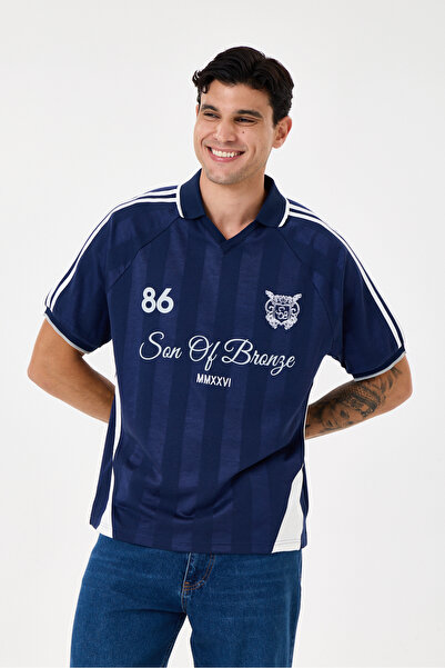 SON OF BRONZE Navy Blue Forma Polo T-shirt