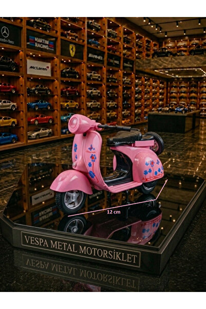 OYUNCAKSAHİLİ Vespa Primevera Diecast Metal Motorsiklet 12cm Orjinal Pembe Oy...