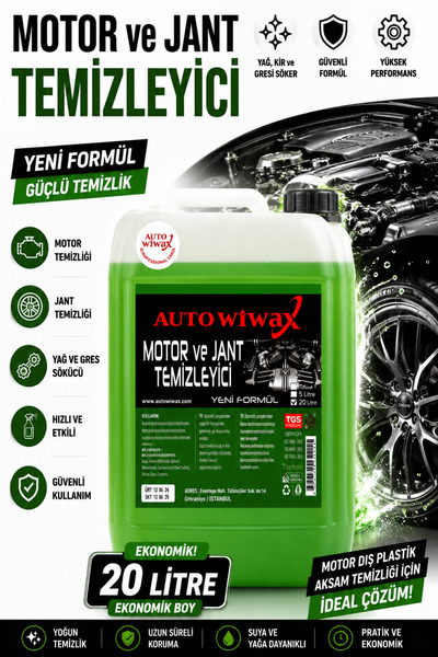 autowiwax Motor ve Jant Temizleyici 20 L Konsantre Yağ ve Kir Sökücü Oto Moto...