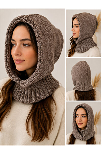 R&N HANDMADE DESIGN El Örgüsü Kapüşonlu Hem Bere Hem Boyunluk ( Balaklava )