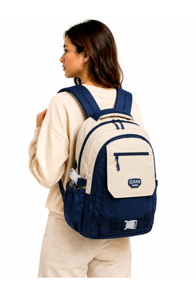 LaddyCo Multi-Compartment Modern School Backpack Unisex School Bag 26011 Navy...