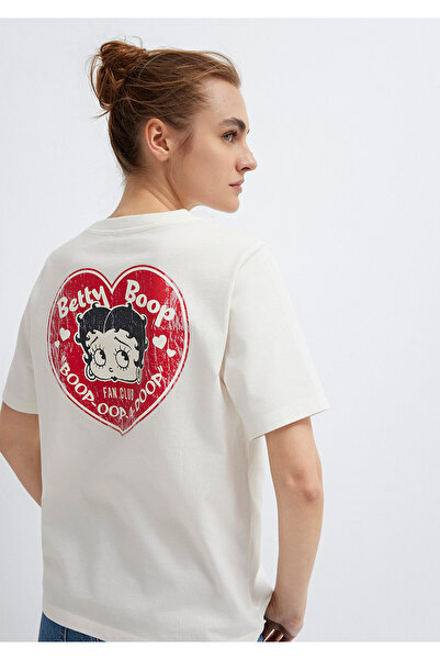 Mavi Betty Boop Baskılı Ekru Tişört Regular Fit / Normal Kesim 1614343-80194