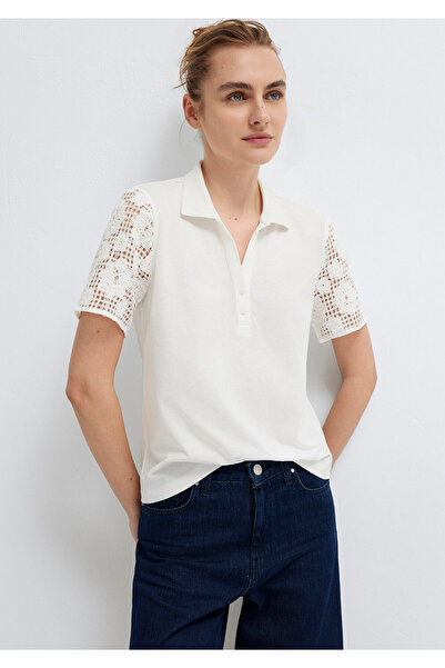 Mavi Lace Detailed Ecru Polo T-Shirt Slim Fit / Narrow Cut 1613938-70057