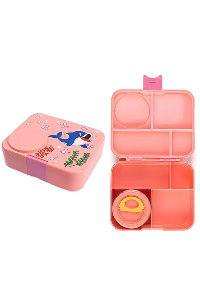 Cocobee Whale Bento Lunch Box With Food Jar, 4 Compartments - Pink
