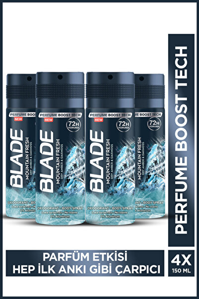 Blade Mountain Fresh Erkek Alüminyumsuz Deodorant 4x150 Ml Hızlı Kurur, Leke ...
