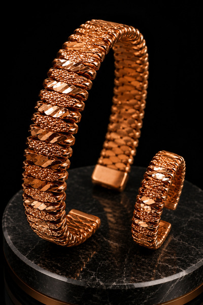 gulflower nude سوار نحاسي مصنوع يدويًا مع حلقة، صناعة فاخرة، سوار نحاسي مفيد ...