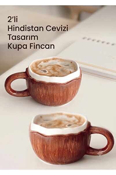 dnshome 2 Pcs Handmade Ceramic Coconut Design Mug Mug Cup Handmade Mug Cup Co...