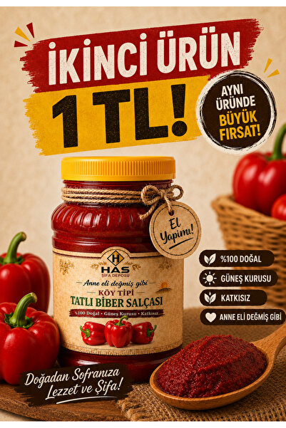 Has Şifa Deposu Gaziantep Güneş Kurusu El Yapımı Tatlı Biber Salçası 1 kg.
