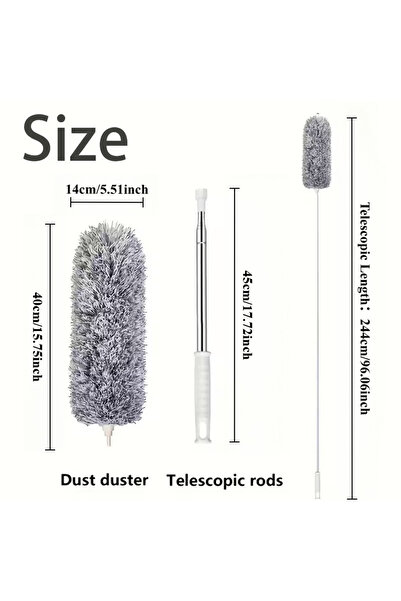 Choice light grey - 244cm Duster with Extension Rod, Retractable Dust Brush, ...
