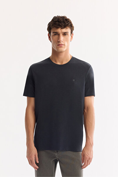 Avva Men's Anthracite Crew Neck Bi-Stretch Soft Touch Basic Regular Fit T-Shi...