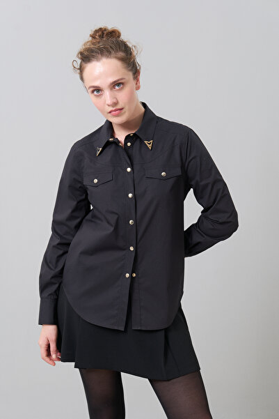 Roman Çıtçıtlı Poplin Gömlek Siyah K2513522_001