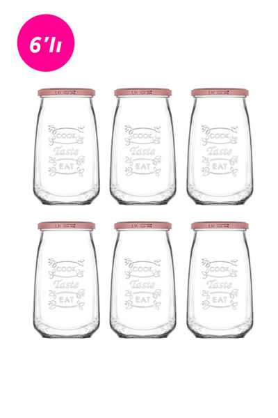LAV Tasty Glass Jar Set of 6 Large Size 1050 ml with Metal Lid (Food Storage/...