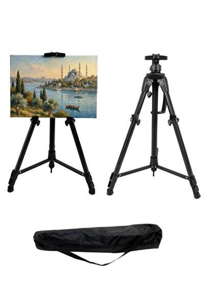 Temel Katlanabilir Metal Tripod Şövale - Kollu Yükseklik Ayarlı, Su Terazili,...