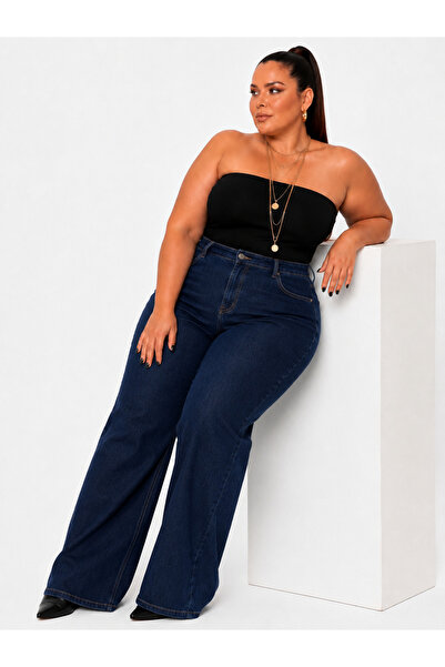 nd jeans Wide Leg Jeans Premium Women's Extra Large Size Super High Waist Es ...