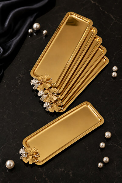 JASPER Goldessa 6-Piece Rectangular Gold Stainless Steel Coffee Presentation ...