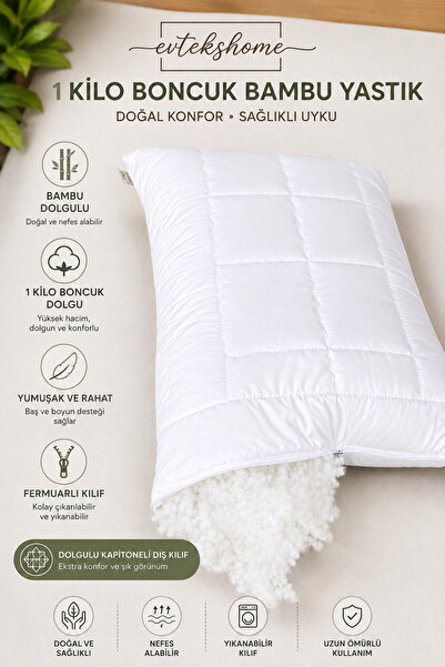 EVTEKSHOME 50x70 cm 1 Kg Boncuk Elyaf Yastık Fermuarlı Kapitone Kılıf Yıkanab...