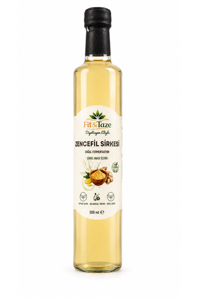 FİT & TAZE Diyetisyen Eliyle Doğal Fermantasyon Zencefil Sirkesi Cam Şişe 500 ml