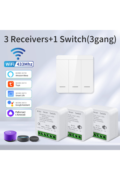 Choice8 GGBEE 3Receiver 1Switch Tuya Smart WiFi Switch For Lighting RF 433MHz...
