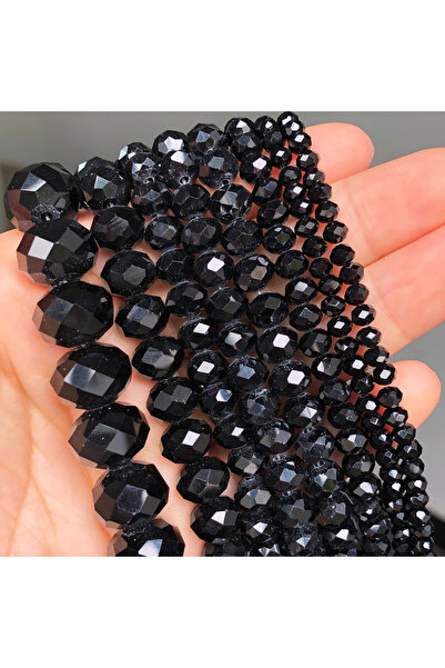 Choice 4mm (140-150pcs) Black Faceted Black Glass Crystal Rondelle Beads Loos...