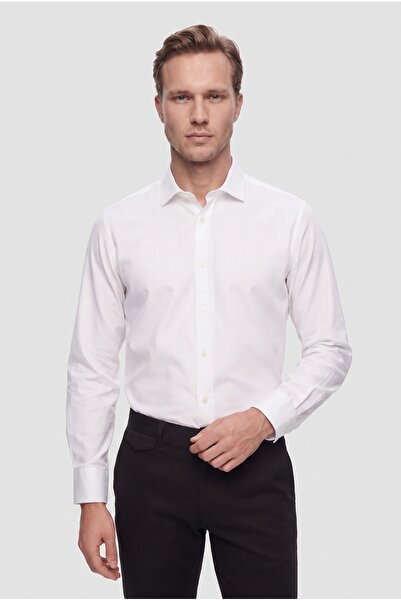 D'S Damat Ds Damat Regular Fit White Plain Shirt