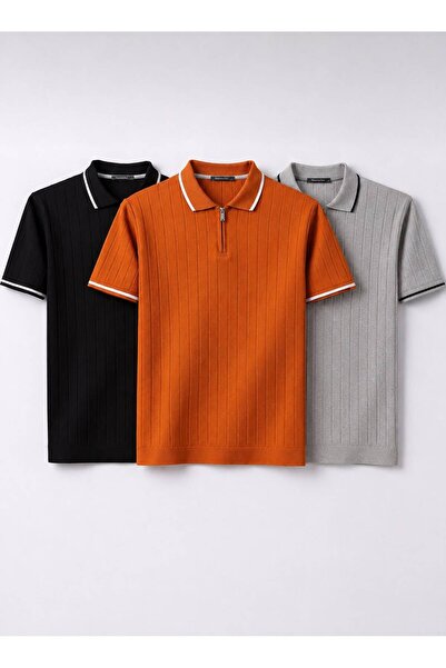 legends butik Set 3 tricouri cu guler polo pentru bărbați, material tricotat ...