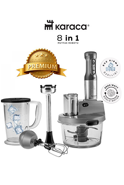 Karaca 2500W Yüksek Güç 1,5 Litre Cam Hazneli Mutfak Robotu Uzun Blender Ayak...