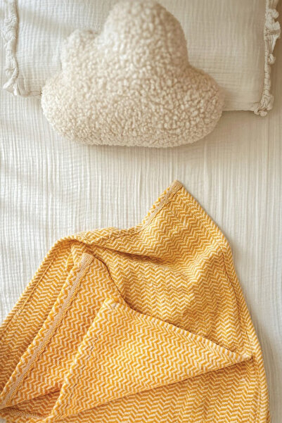 Cigit Shepherd's Stitch Blanket 93X100 cm (+/- 3 cm) Mustard Yellow