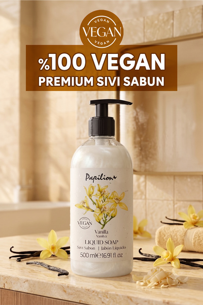 Papilion Vanilla Scented Vegan Liquid Soap 500 ml Creamy Foam Effective Hand ...