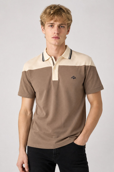 Mesh 100% Cotton Men's Polo Collar T-shirt, Colorful Striped Short Sleeve Spl...