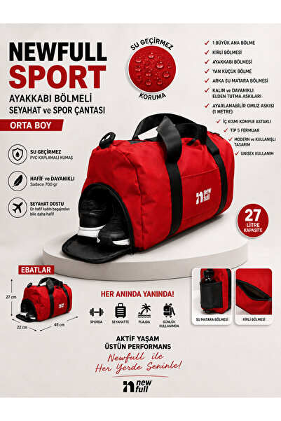 NEWFULL Sport Shoe Compartmented Waterproof Travel and Sport Bag - Medium Size