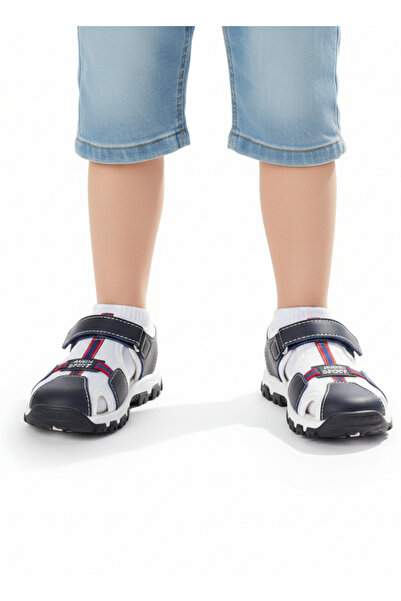homiro Children's Single Strap Sandet-Navy-White