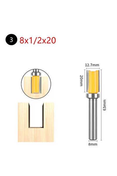 Choice1 8x12.7x20 8mm Shank D1/2" Pattern Bit Router Bit Woodworking Milling ...