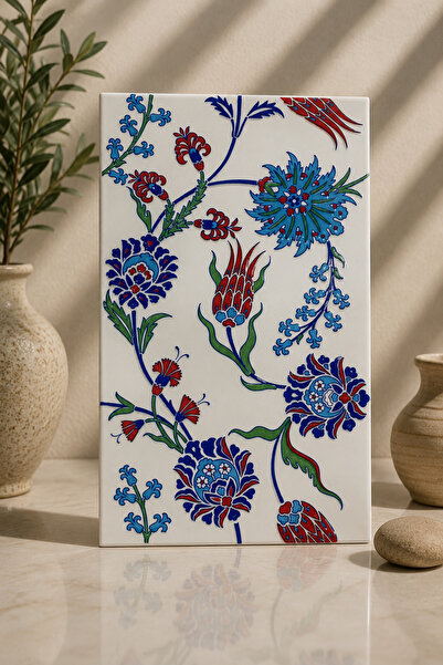 Armada Çini 25x40 Cm Sp 405 Desenli Iznik Çini Karo Lale Karanfil
