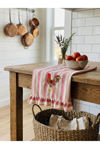HOME OF BLOSSOM Embroidered Linen Kitchen Cover